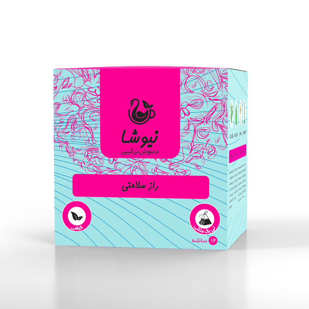 دمنوش راز سلامتی نیوشا ( چای سبز، آلو ورا، رازیانه، کاکوتی)